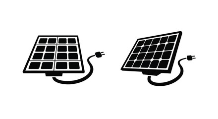Two solar panels with cables a clean design on transparent background silhouette © lutfadi