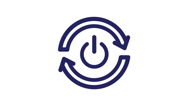 System Refresh Power Button Icon with Cycle Arrows