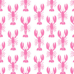 Fototapeta premium Seamless lobster pattern marine seafood background
