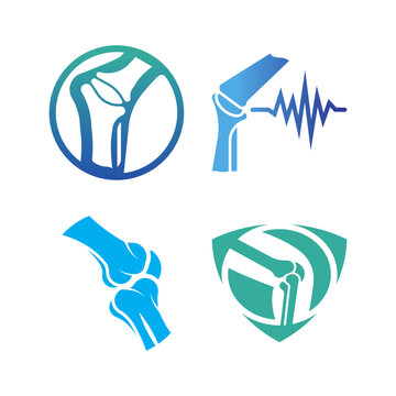 Human Knee Joint Anatomy and Orthopedic Care Icon Set