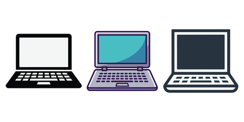 Fototapeta premium Laptop Computer Illustration Set Minimalist Flat Vector Notebook Character Icons