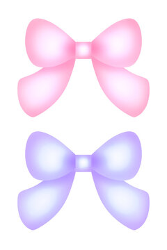 可愛いピンクとパープルのつやつやリボン