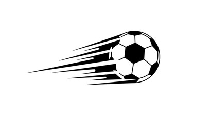 Fast moving soccer ball silhouette with speed lines football vector illustration © MD