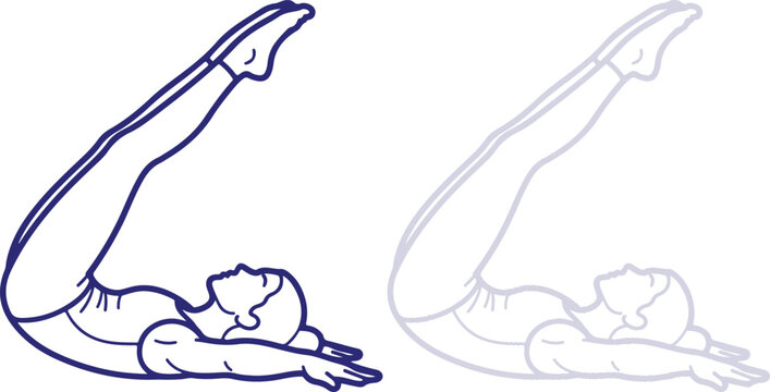 Pilates V-Up Exercise Silhouette Line Art Illustration