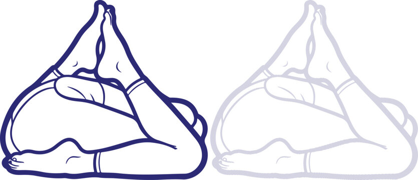 Yoga Pose Supta Baddha Konasana Reclined Bound Angle Position Vector Illustration