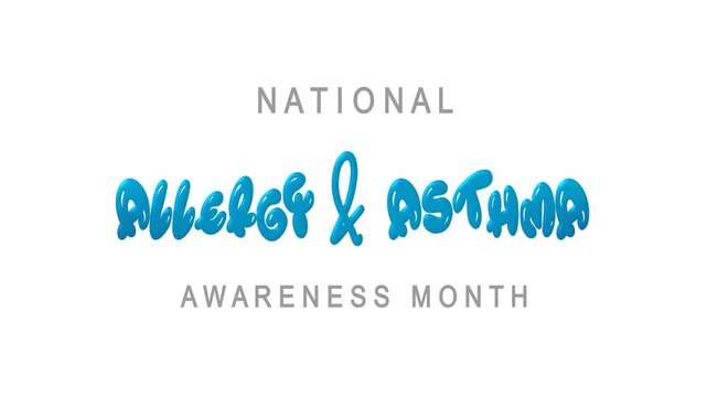 National allergy asthma awareness month text animation. Ideal for social media posts, flyers, educational materials, and website banners.