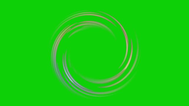 Blue and Yellow Magic Spiral Circle Motion FX on Green Screen, Colorful Energy Vortex Overlay 4K