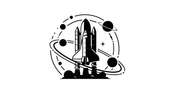 Black silhouette of a space rocket.