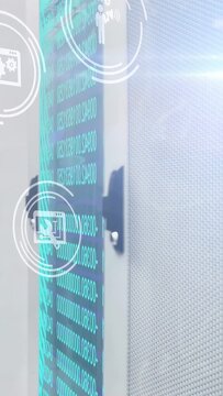 Vertical video: Tall screen scrolling code causing HUD icons rising, shifting, panning mesh exhibit