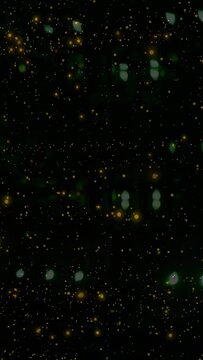 On play particle-field drifting down, gold points twinkling, green bokeh pulsing for design loop
