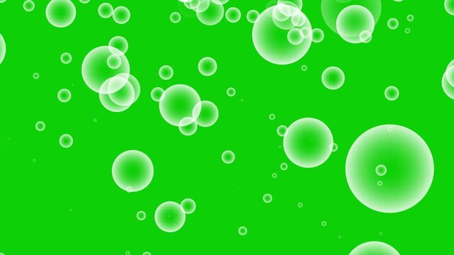 White air bubbles going up on green screen background. Slow motion rising water bubbles overlay