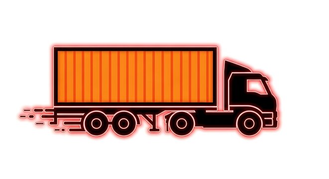 A large truck with a wooden container on the back