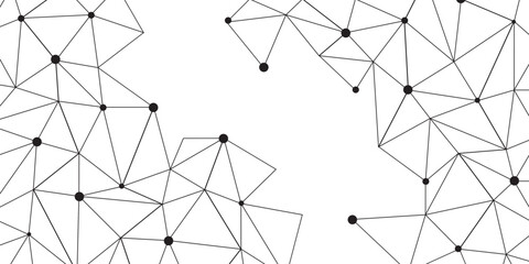 Abstract geometric background with connecting dots and lines with low poly triangle shapes. Polygonal Mesh Background Vector design digital technology concept Global network connection data structure. © Kainat 