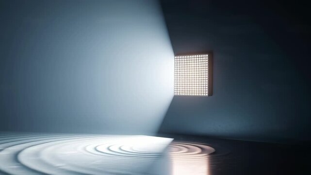 Abstract Light Beam and Grid Pattern in a Minimalist Space Representing Artificial Intelligence Concept