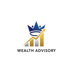 Obraz premium Wealth advisory logo with crown and graph.