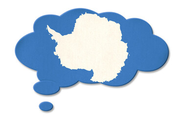Antarctica map in blue speech bubble on transparent background © Michael