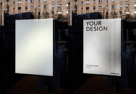 Mockup Of Customized Poster In Window