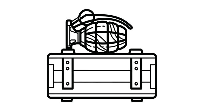Explosive Grenade on Wooden Crate Icon, Military Weapon Symbol, Danger Sign