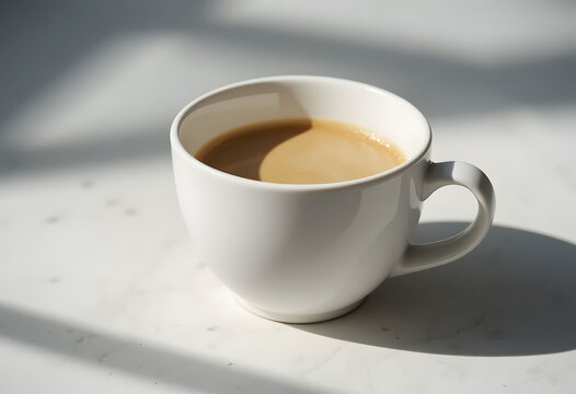 White Ceramic Coffee Cup with Milk Tea on Simple Background