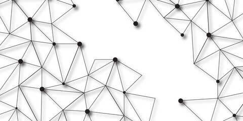 Abstract geometric background with connecting dots and lines with low poly triangle shapes. Polygonal Mesh Background Vector design digital technology concept Global network connection data structure. © Kainat 