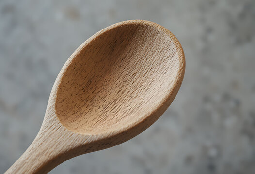 Wooden Spoon Close Up on Blurred Background