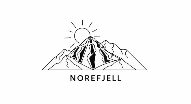 Mountain peaks with sun and ski slopes
