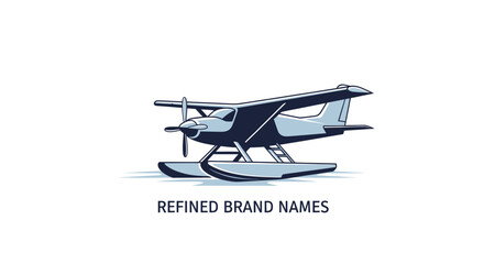 Vintage seaplane illustration for logo design on white background © Indah