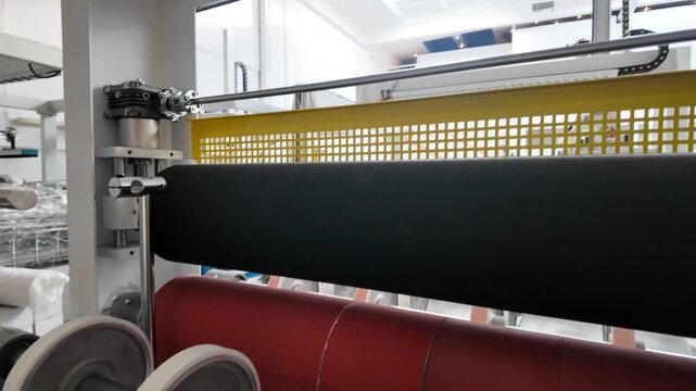 Complex Industrial Roller System with Rotating Shafts and Safety Guard