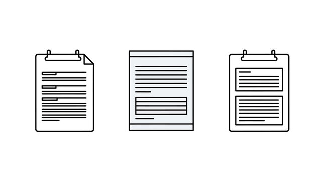Clipboard icons with documents white background clipboard document information assignment checklist application template business illustration collection multiple isolated communication