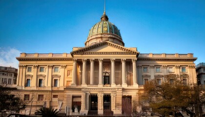 Fototapeta premium Majestic Architecture - A Grand Building with Dome and Columns.