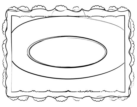 A blank plate outlined in black within a rectangular frame
