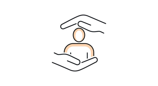 Symbol of human protection and care with hands