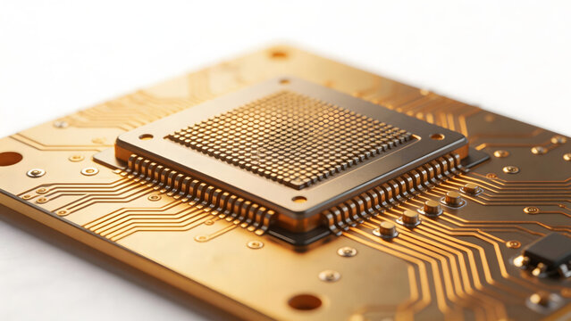 Closeup of a microchip on a circuit board