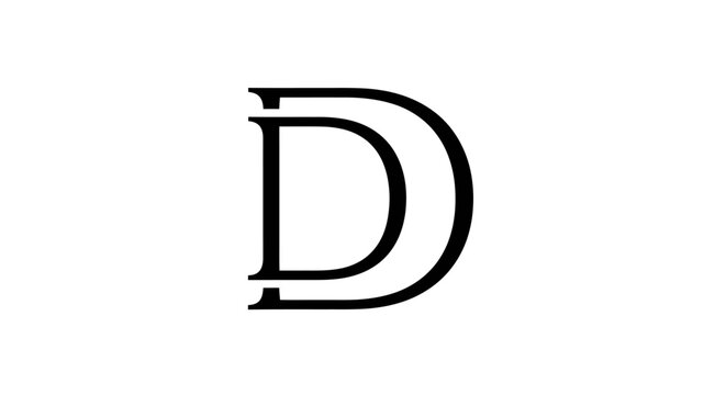 Minimalist black double letter D monogram logo on white background