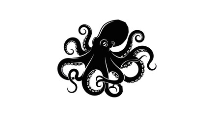 Black octopus graphic design with white background © Mardiyo