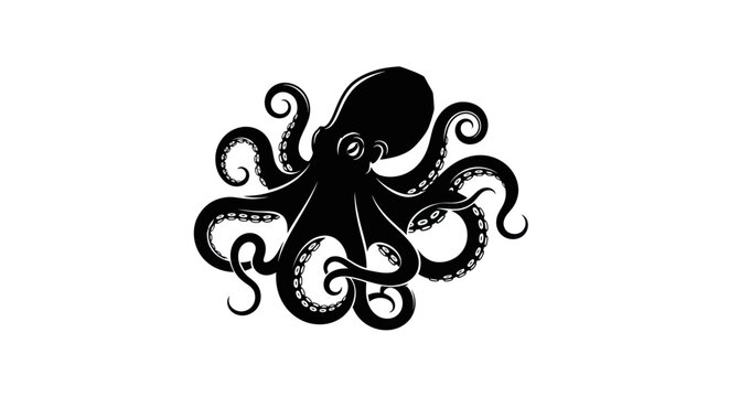 Black octopus graphic design with white background
