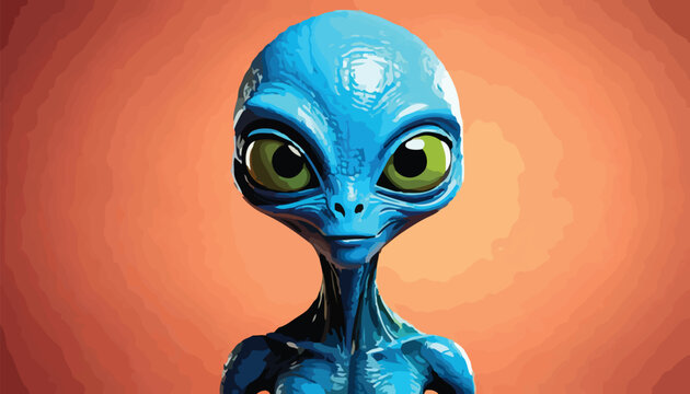 Close-up of a Blue Alien with Large Eyes.