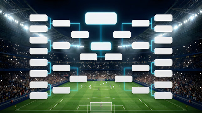 Soccer Championship Tournament Bracket in Professional Stadium