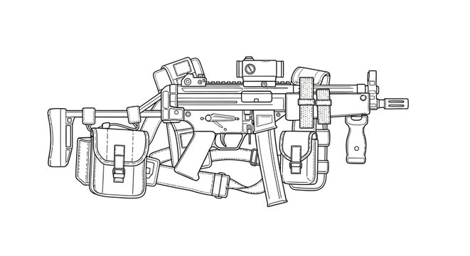 MP5 Submachine Gun with Tactical Accessories and Magazines