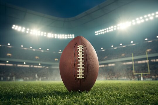 American football on field, stadium lights, game, sport, night