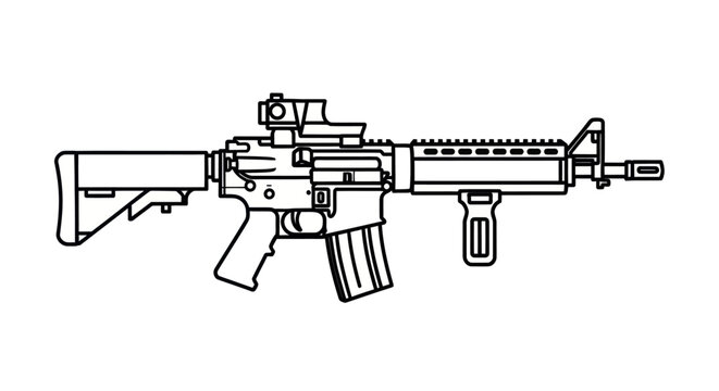 Rifle with scope and magazine attached.