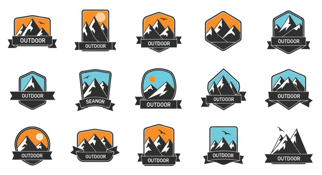 Mountain Logos Emblems Badges Collection.