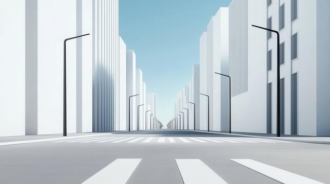 Abstract city street view using only lines and basic shapes, clean layout
