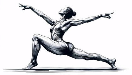 Fototapeta premium A Graceful Warrior II Pose Yoga Illustration, Ai generated image