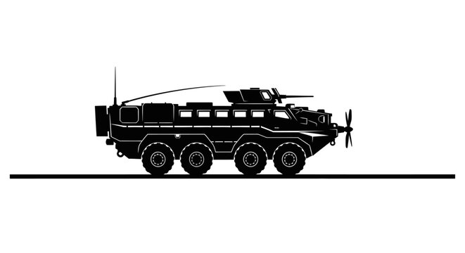 Amphibious Armored Personnel Carrier Military Vehicle Silhouette