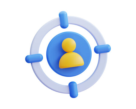 3D illustration of Focus on Target Audience Representation PNG.