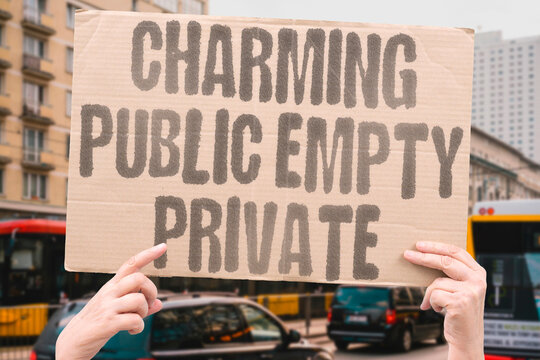 "Charming Public Empty Private" Many high-profile leaders present warmth in public settings while exhibiting cold indifference privately. CHARM. MASK. LEADER. NPD. CORP.