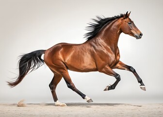 Fototapeta premium Majestic brown horse, galloping, powerful, dynamic, freedom