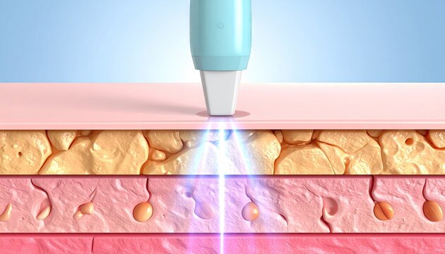 Medical device targeting skin layers with energy beams