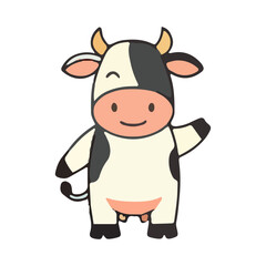 Fototapeta premium Adorable Smiling Cow Cartoon Character
